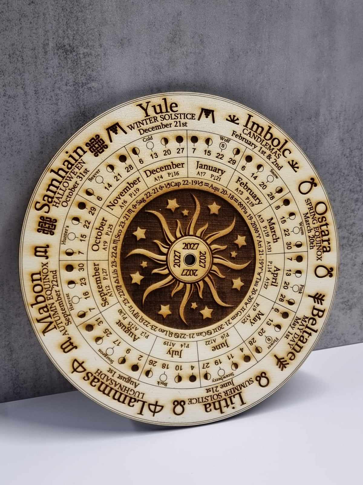 2027 Wheel of the Year Spinner Design, Moon Phase Calendar. Lunar Tracker