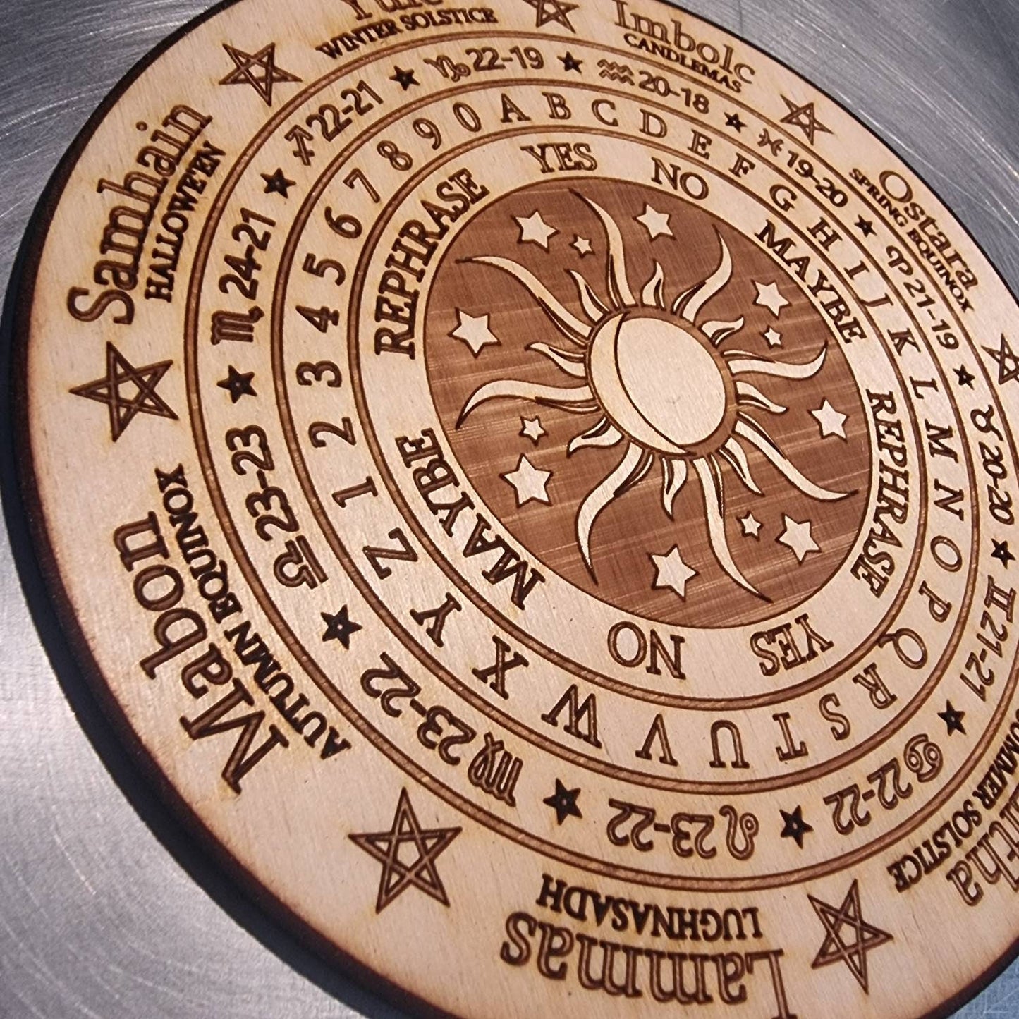 Pendulum Board Divination, Moon & Stars Design