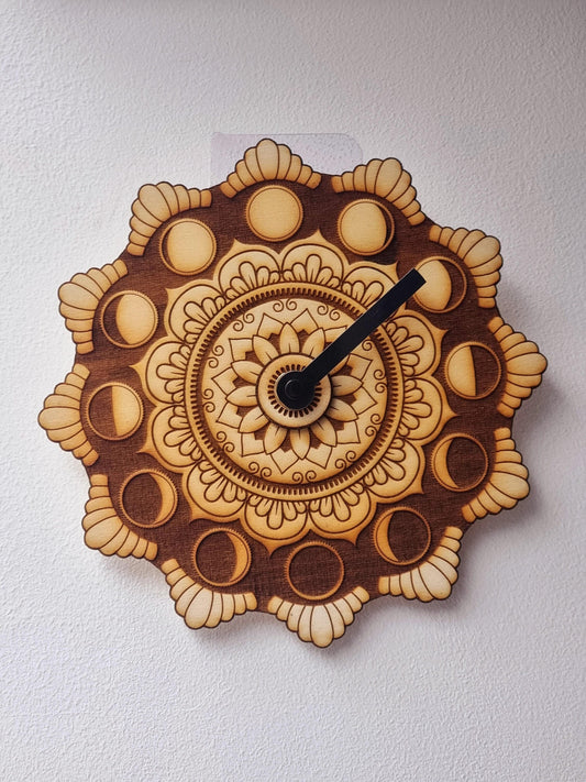 Moon Phase Clock Mandala Style