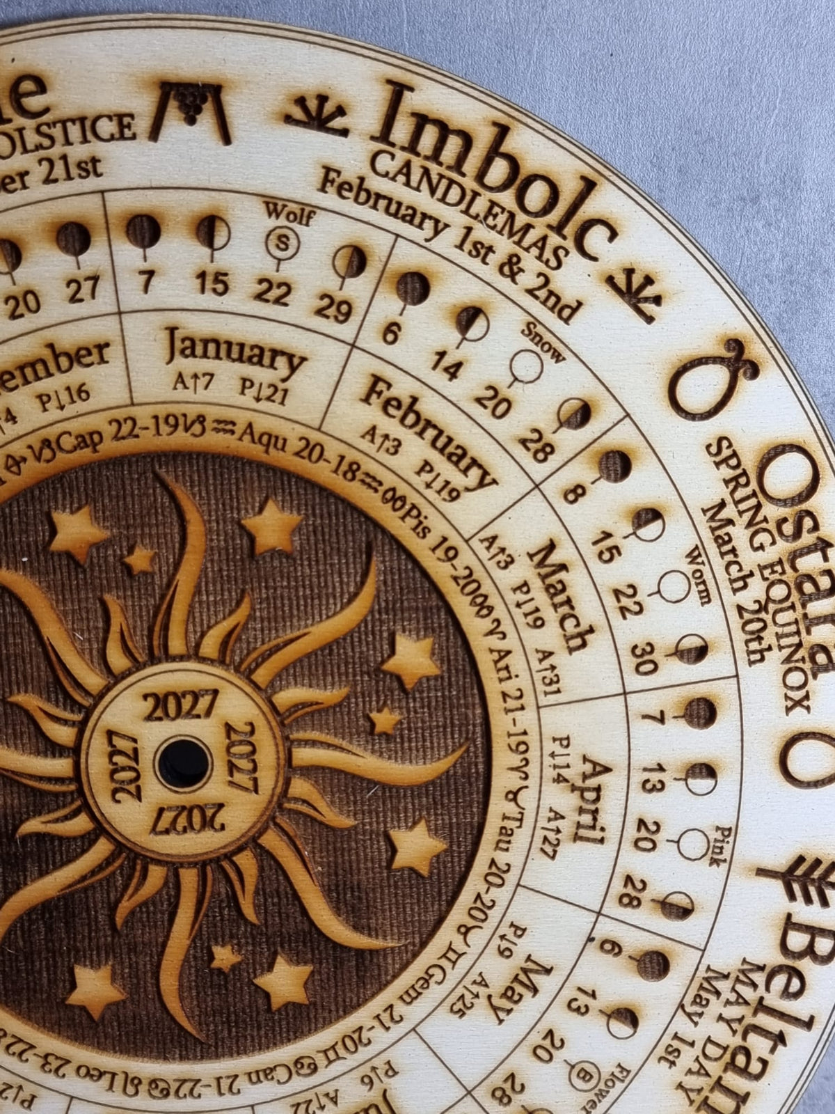 2027 Wheel of the Year Spinner Design, Moon Phase Calendar. Lunar Tracker
