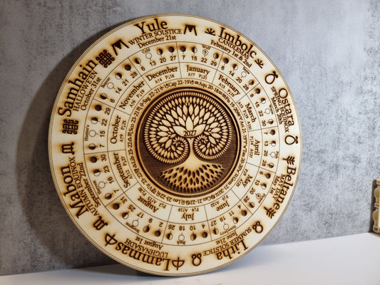 2027 Wheel of the Year Tree of Life Design, Moon Phase Calendar. Lunar Tracker