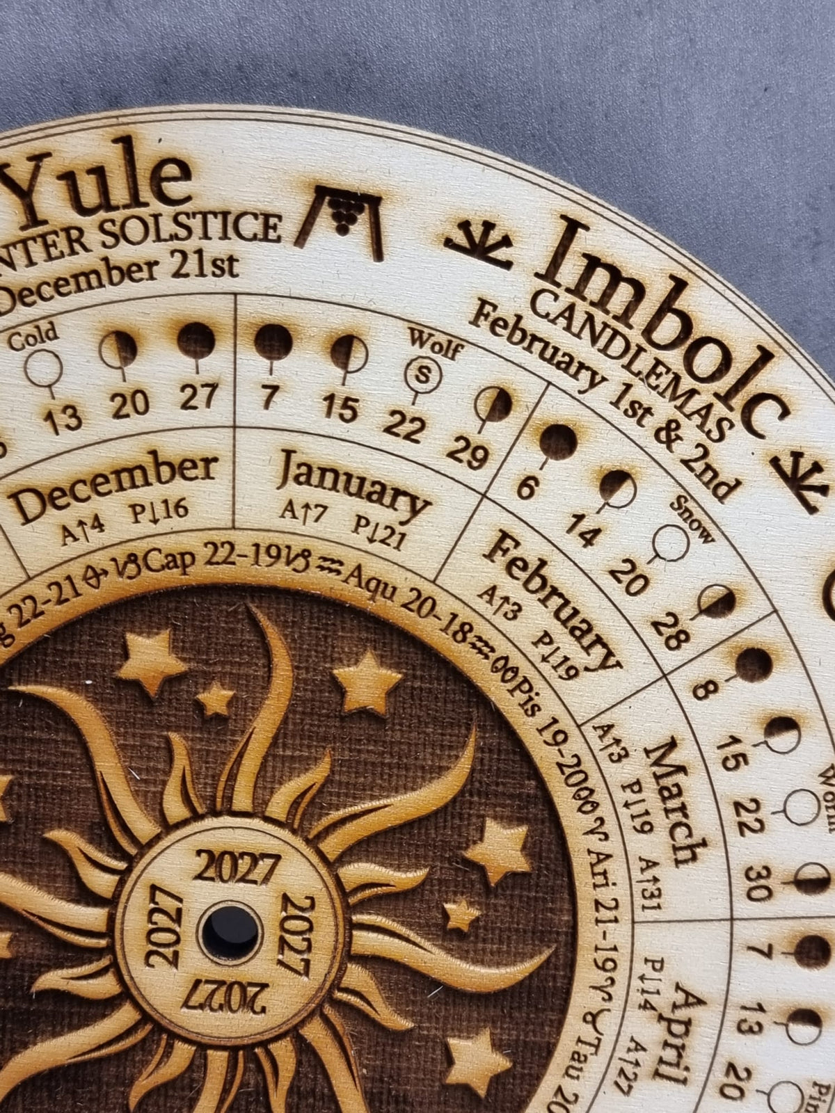 2027 Wheel of the Year Spinner Design, Moon Phase Calendar. Lunar Tracker