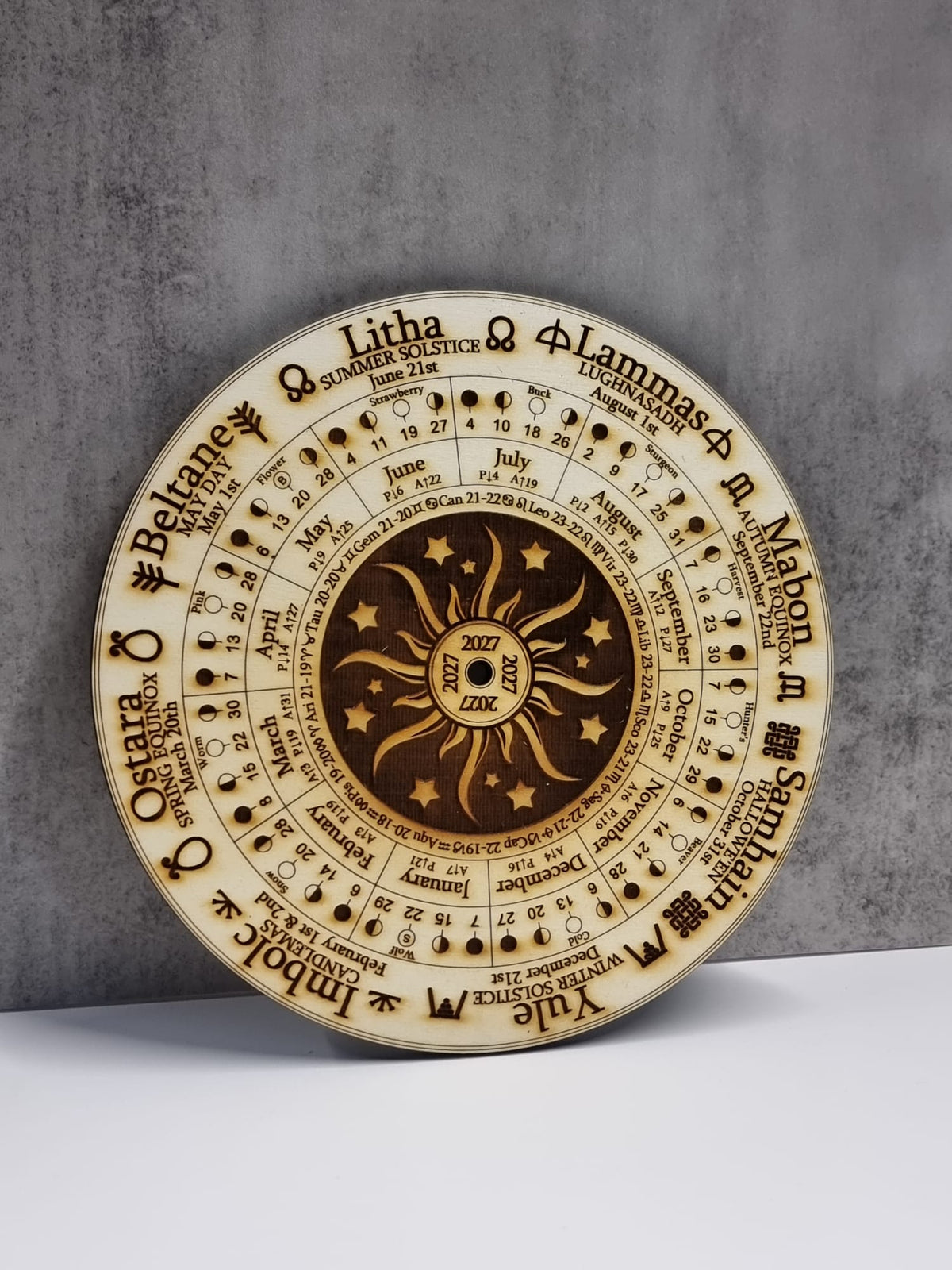 2027 Wheel of the Year Spinner Design, Moon Phase Calendar. Lunar Tracker
