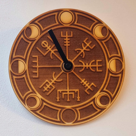Moon Phase Clock Vegvisir, Viking Compass Design